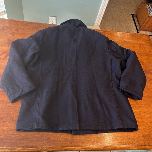 Men’s Woolrich Navy 100% wool coat jacket peacoat size XL - Picture 8 of 9